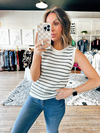 Miller Black Striped Sweater Tank-Sweaters-VerClare Boutique